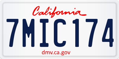 CA license plate 7MIC174