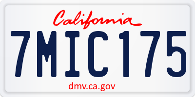 CA license plate 7MIC175
