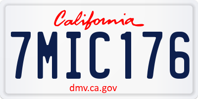 CA license plate 7MIC176
