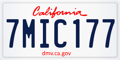 CA license plate 7MIC177
