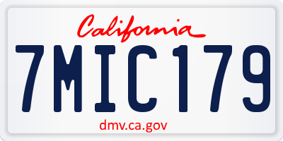 CA license plate 7MIC179