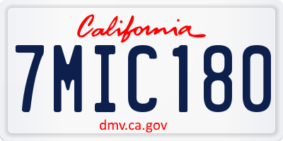 CA license plate 7MIC180