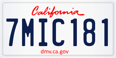 CA license plate 7MIC181