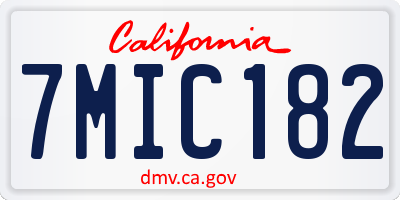 CA license plate 7MIC182