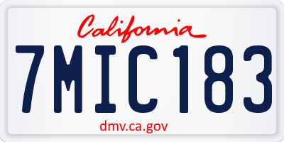 CA license plate 7MIC183