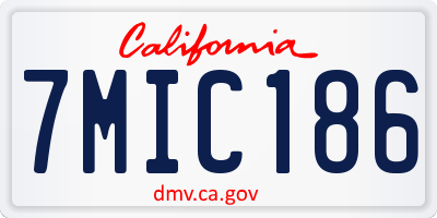 CA license plate 7MIC186
