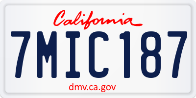 CA license plate 7MIC187