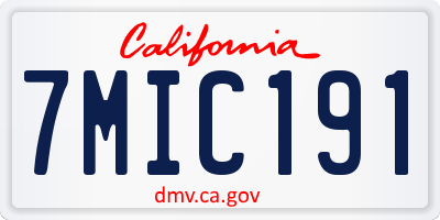 CA license plate 7MIC191