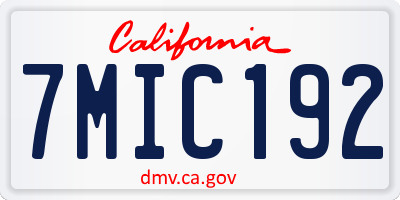 CA license plate 7MIC192