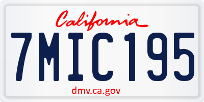 CA license plate 7MIC195