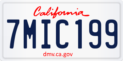 CA license plate 7MIC199