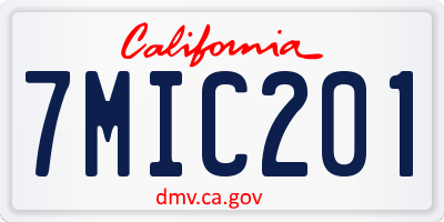CA license plate 7MIC201