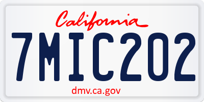 CA license plate 7MIC202
