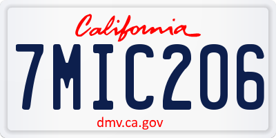CA license plate 7MIC206