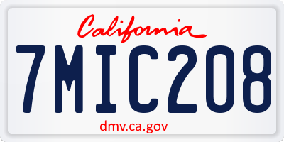 CA license plate 7MIC208