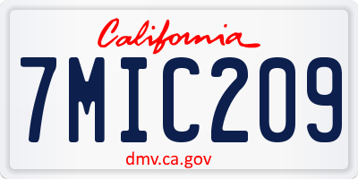 CA license plate 7MIC209