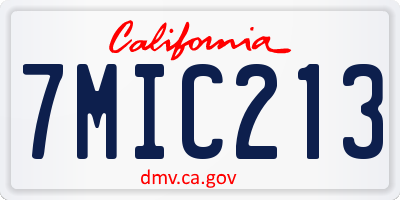 CA license plate 7MIC213