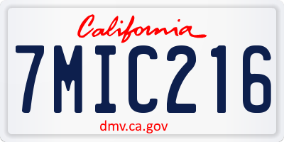 CA license plate 7MIC216