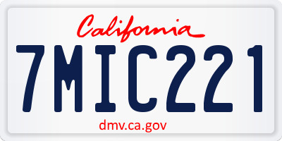 CA license plate 7MIC221