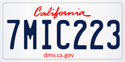 CA license plate 7MIC223