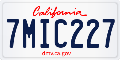CA license plate 7MIC227