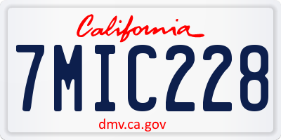CA license plate 7MIC228