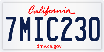 CA license plate 7MIC230
