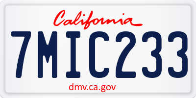 CA license plate 7MIC233