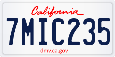 CA license plate 7MIC235