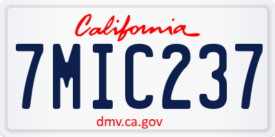 CA license plate 7MIC237