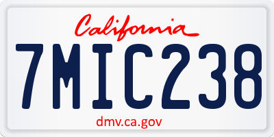 CA license plate 7MIC238