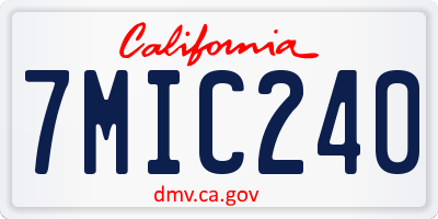 CA license plate 7MIC240