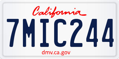 CA license plate 7MIC244