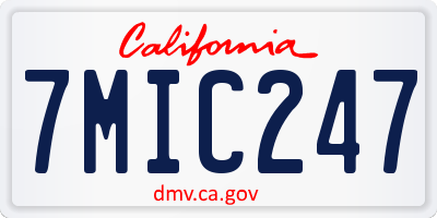 CA license plate 7MIC247
