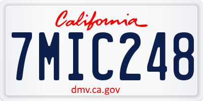 CA license plate 7MIC248