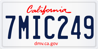 CA license plate 7MIC249