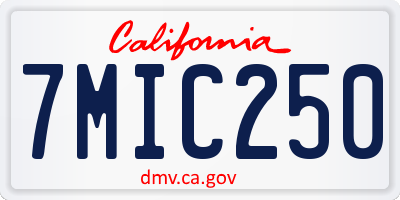 CA license plate 7MIC250
