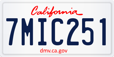 CA license plate 7MIC251