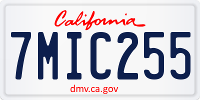 CA license plate 7MIC255