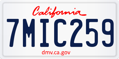 CA license plate 7MIC259