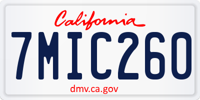 CA license plate 7MIC260