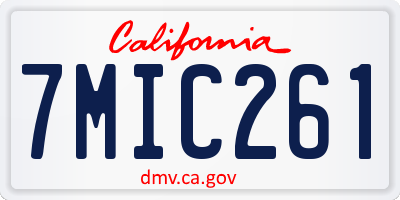 CA license plate 7MIC261