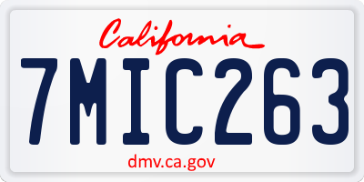 CA license plate 7MIC263