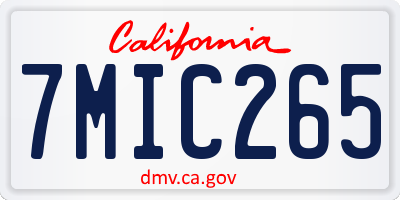 CA license plate 7MIC265