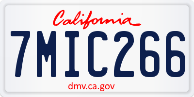 CA license plate 7MIC266