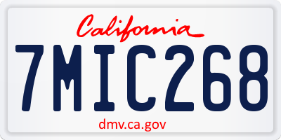CA license plate 7MIC268