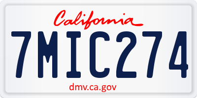 CA license plate 7MIC274