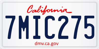CA license plate 7MIC275