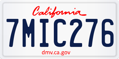 CA license plate 7MIC276
