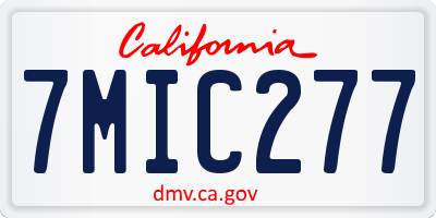 CA license plate 7MIC277